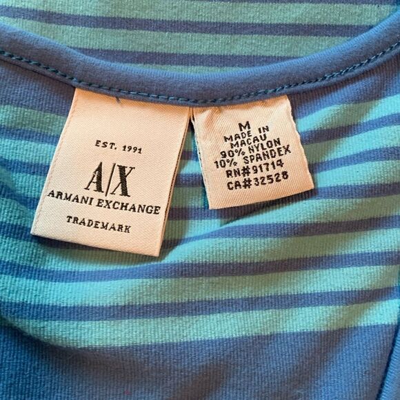3‎ for $30! Armani Exchange blue stripped tank top - Picture 3 of 8